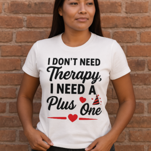 Funny Graphic Tee - 'I Don't Need Therapy, I Need a Plus One' | Premium Unisex T-Shirt