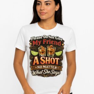 Products 33 Funny Unisex T-Shirt: Please Do Not Give My Friend A Shot - Perfect for Parties!
