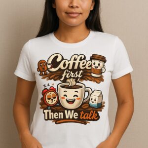 Coffee First Then We Talk - Funny Unisex Graphic Tee
