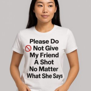 T Shirt Designer Home 8 Funny Graphic Tee: 'Please Do Not Give My Friend A Shot' Unisex T-Shirt