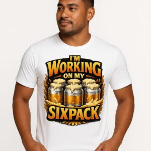 Funny Unisex Graphic Tee - I'm Working on My Sixpack T-Shirt for Everyday Wear