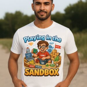Playing in the Sandbox Graphic Tee – Unisex Fun T-Shirt for Gamers & Coders