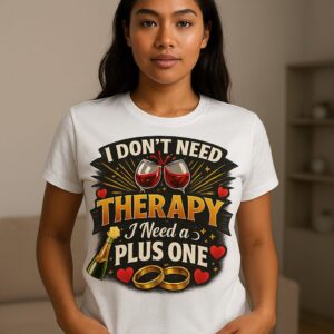 Funny Graphic Tee - 'I Don't Need Therapy, I Need a Plus One' - Unisex Premium T-Shirt