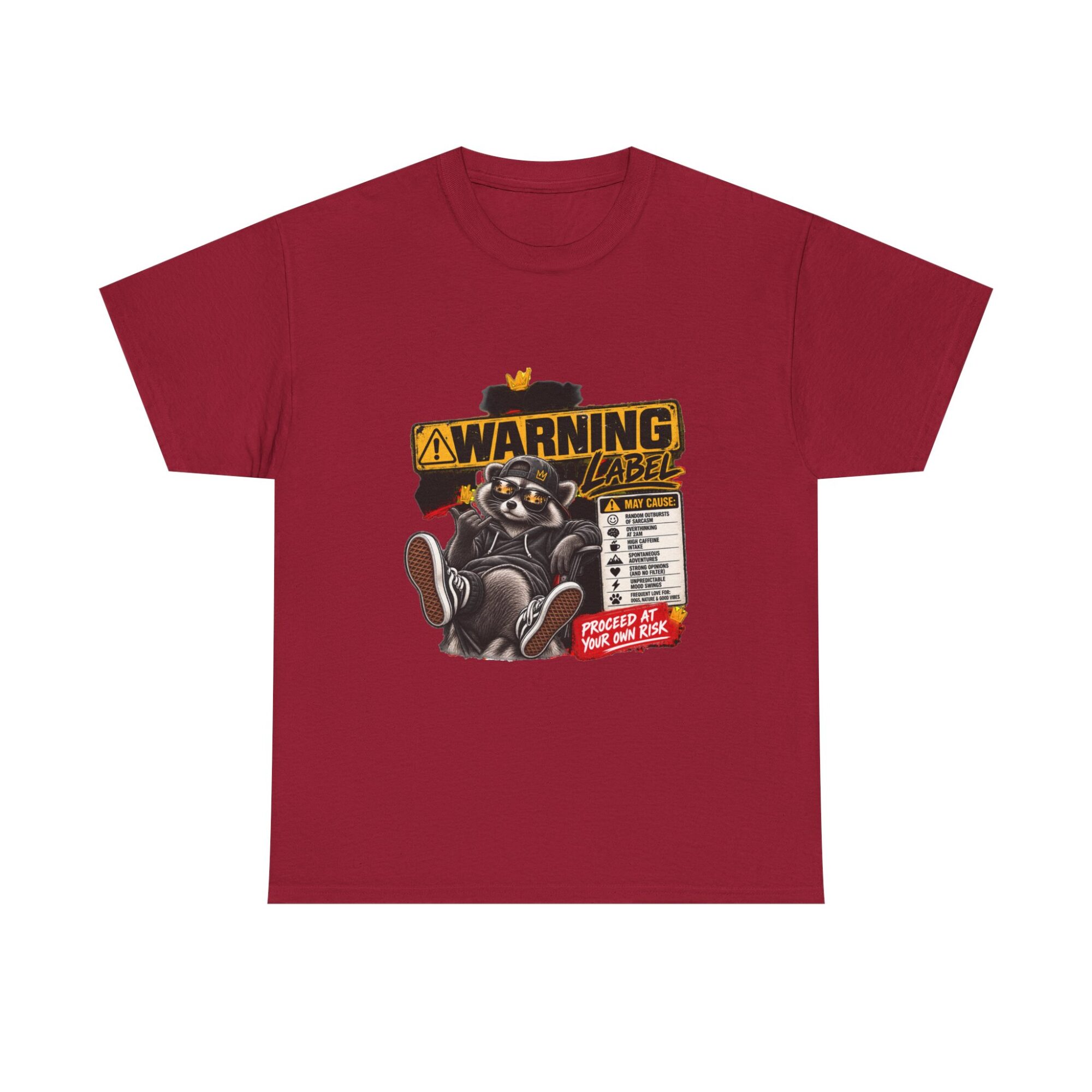 Funny Warning Label Raccoon Graphic Tee | Unisex Print-on-Demand T-Shirt 41 Funny Warning Label Raccoon Graphic Tee | Unisex Print-on-Demand T-Shirt