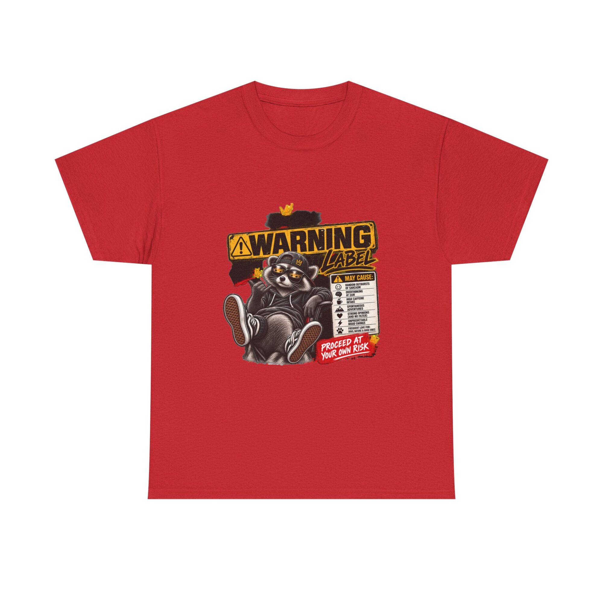Funny Warning Label Raccoon Graphic Tee | Unisex Print-on-Demand T-Shirt 37 Funny Warning Label Raccoon Graphic Tee | Unisex Print-on-Demand T-Shirt