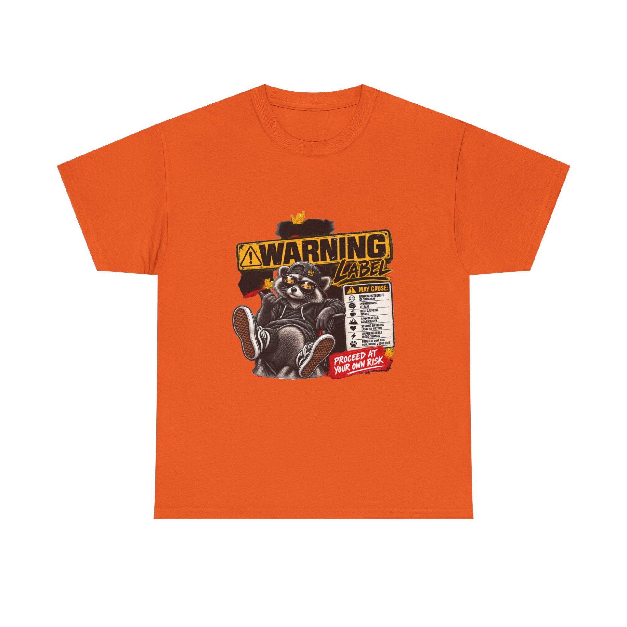 Funny Warning Label Raccoon Graphic Tee | Unisex Print-on-Demand T-Shirt 21 Funny Warning Label Raccoon Graphic Tee | Unisex Print-on-Demand T-Shirt